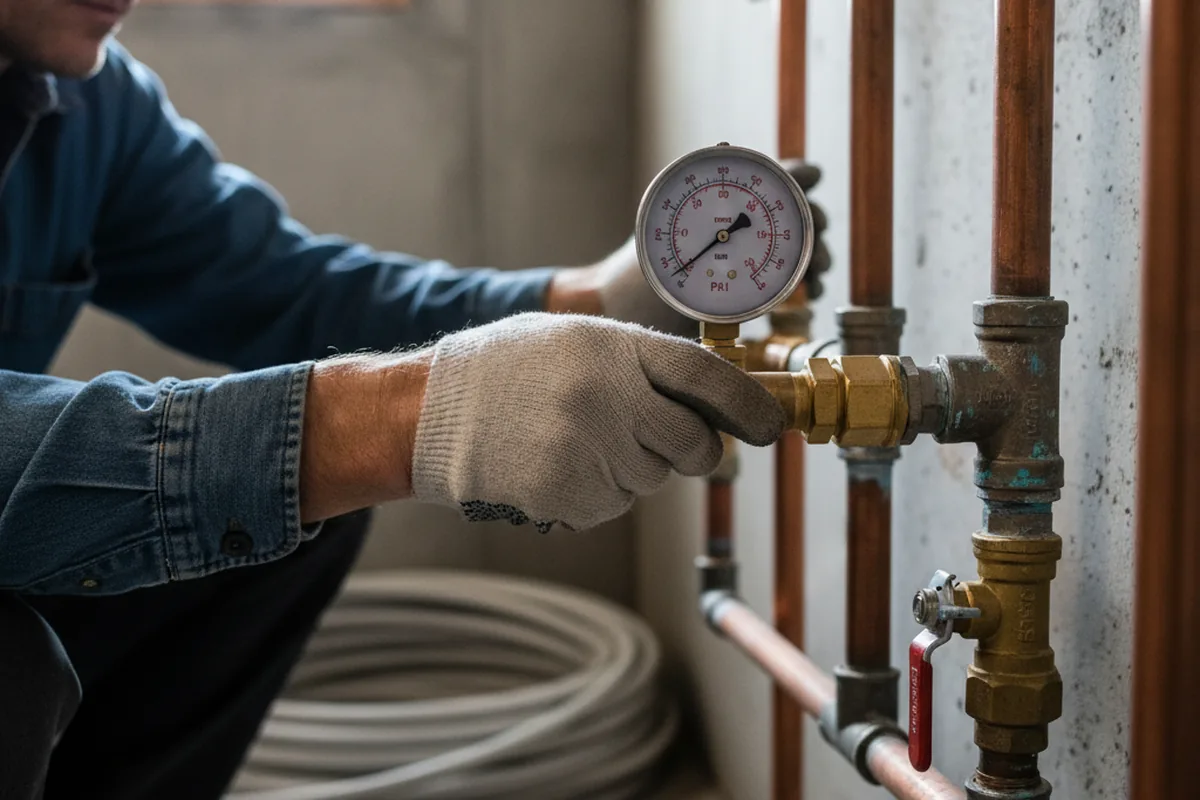 Pressure testing a repaired line during Water Line Repair in Diamondhead